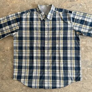 Vintage 2000s Anchor Blue Plaid Short Sleeve Button-Up Shirt XL